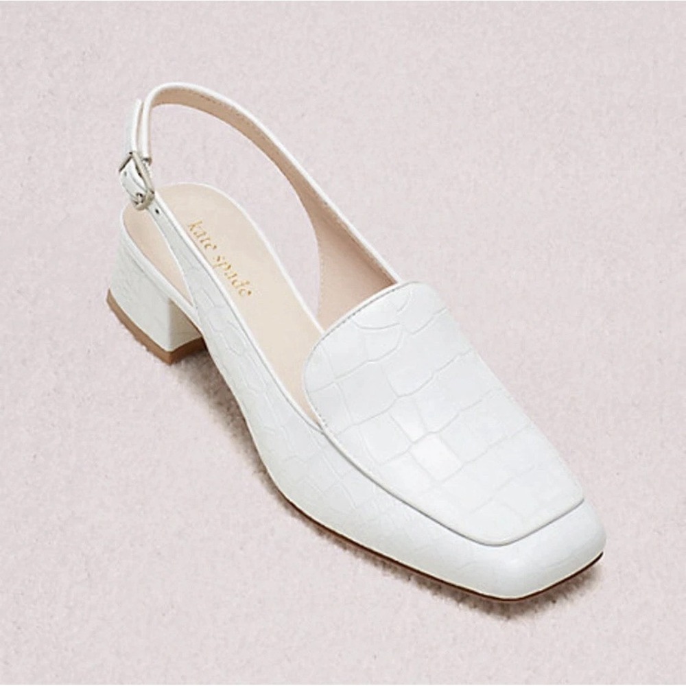 Kate Spade New York Sahiba Sling Back Pump White Crocodile Print Size 8.5M